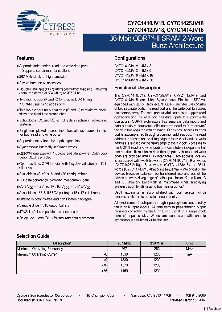 CY7C1410JV18-267BZC_4487509.PDF Datasheet