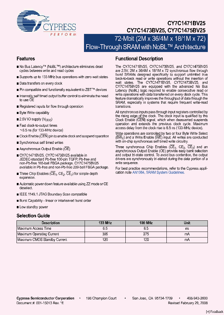 CY7C1475BV25_4315595.PDF Datasheet