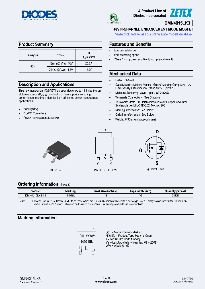 DMN4015LK3_4463240.PDF Datasheet