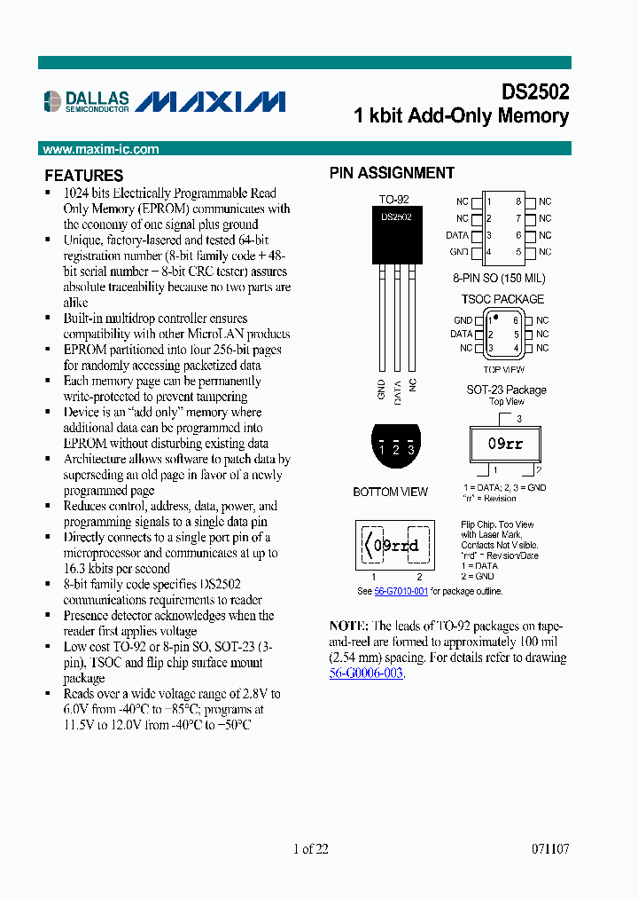 DS2502RR_4650316.PDF Datasheet