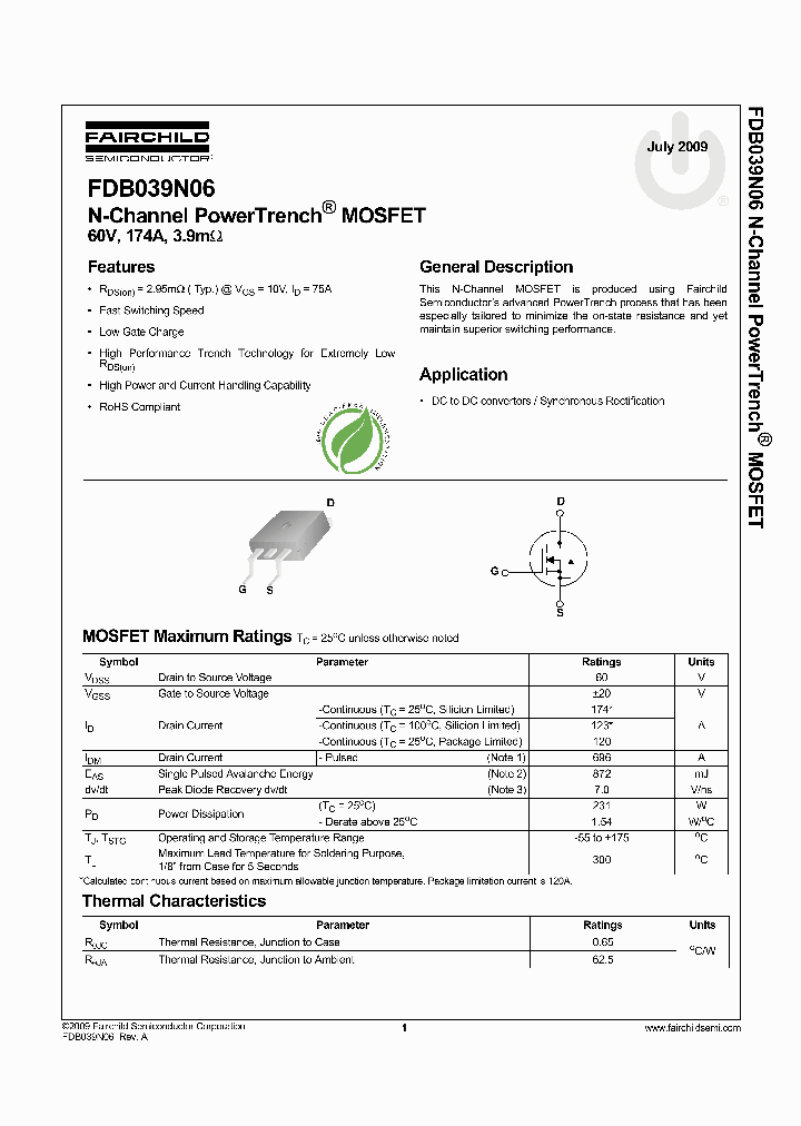 FDB039N06_4817565.PDF Datasheet