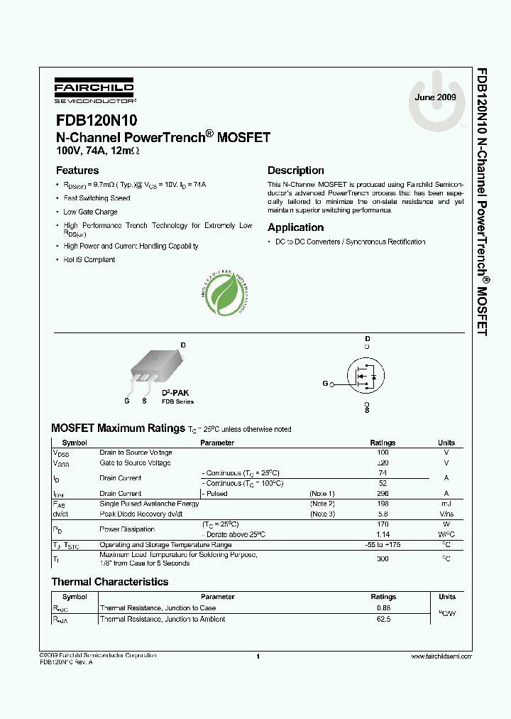 FDB120N10_4817548.PDF Datasheet