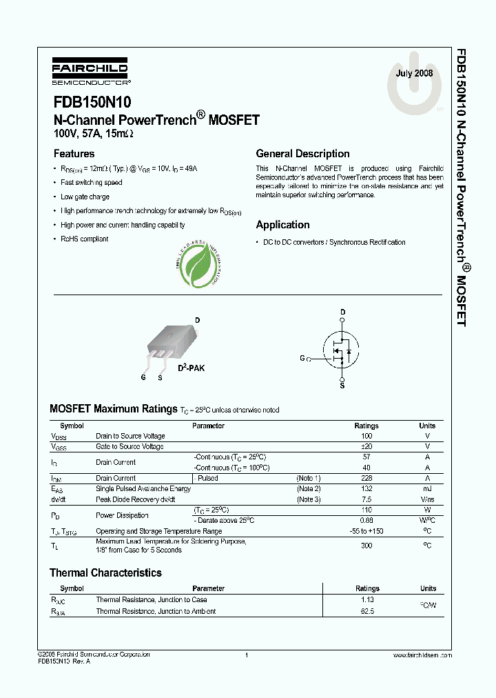 FDB150N10_4792654.PDF Datasheet
