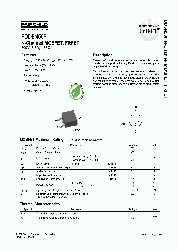 FDD5N50F_4265915.PDF Datasheet