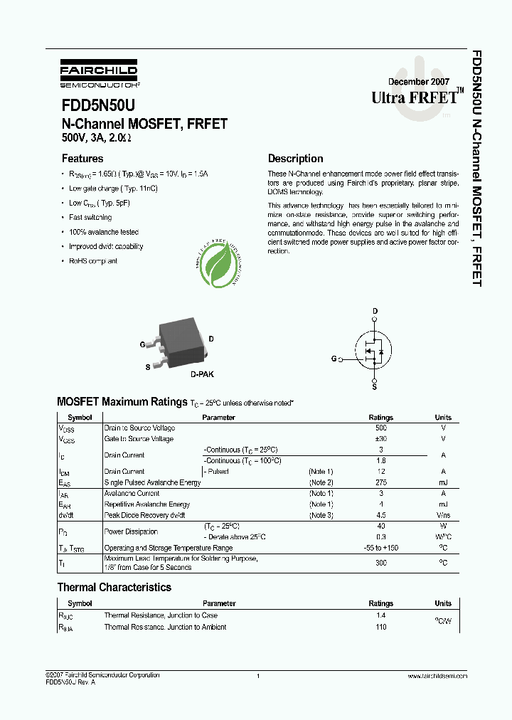 FDD5N50U_4265916.PDF Datasheet