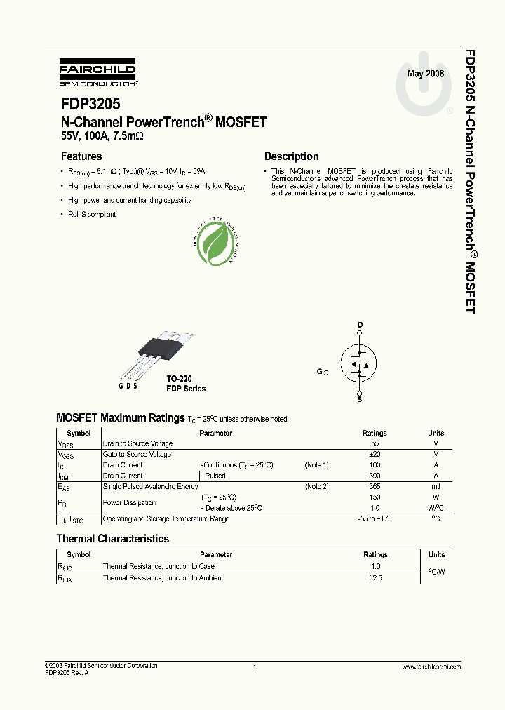 FDP3205_4395934.PDF Datasheet