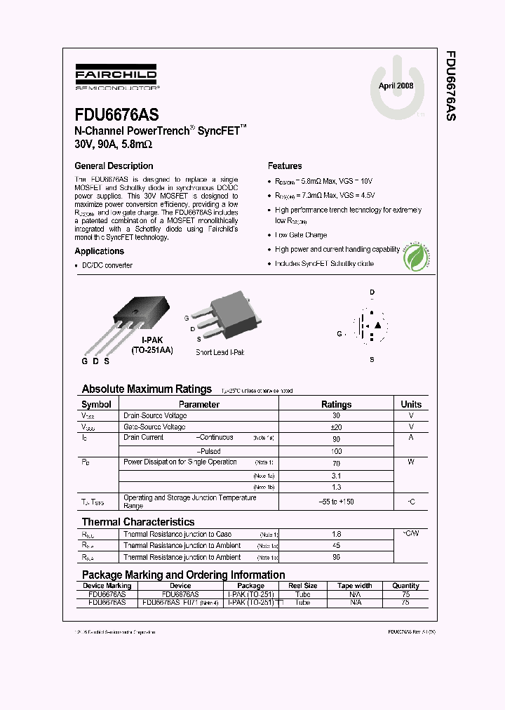 FDU6676AS_4254117.PDF Datasheet