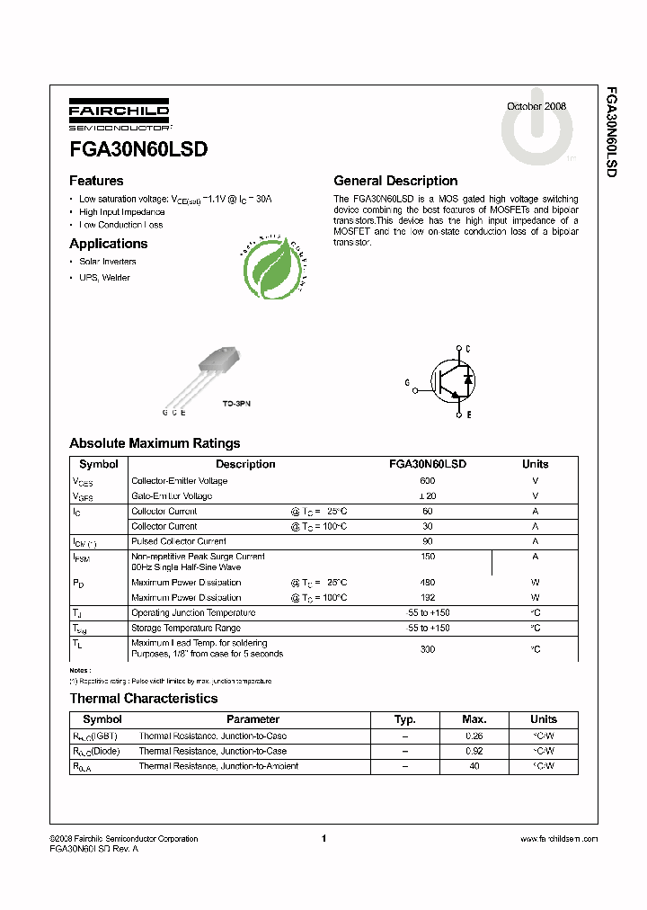 FGA30N60LSD_4695305.PDF Datasheet
