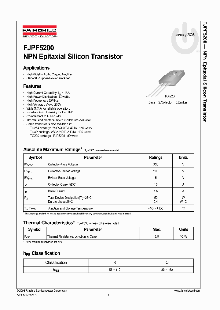 FJPF5200_4411487.PDF Datasheet