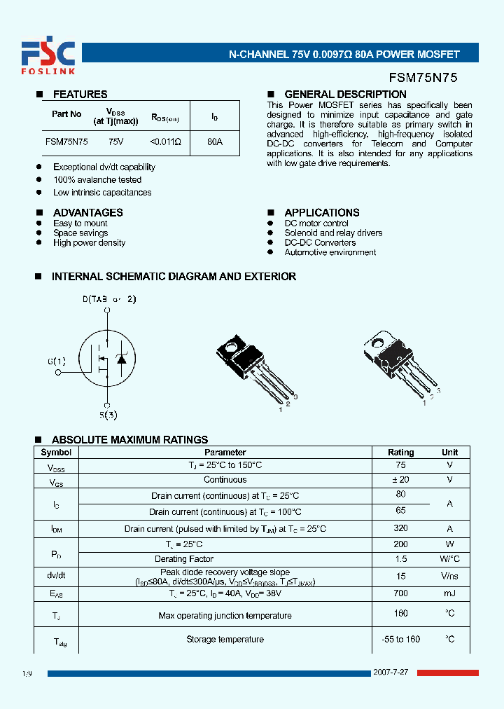 FSM75N75_4272950.PDF Datasheet
