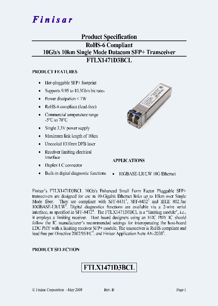 FTLX1471D3BCL_4464280.PDF Datasheet