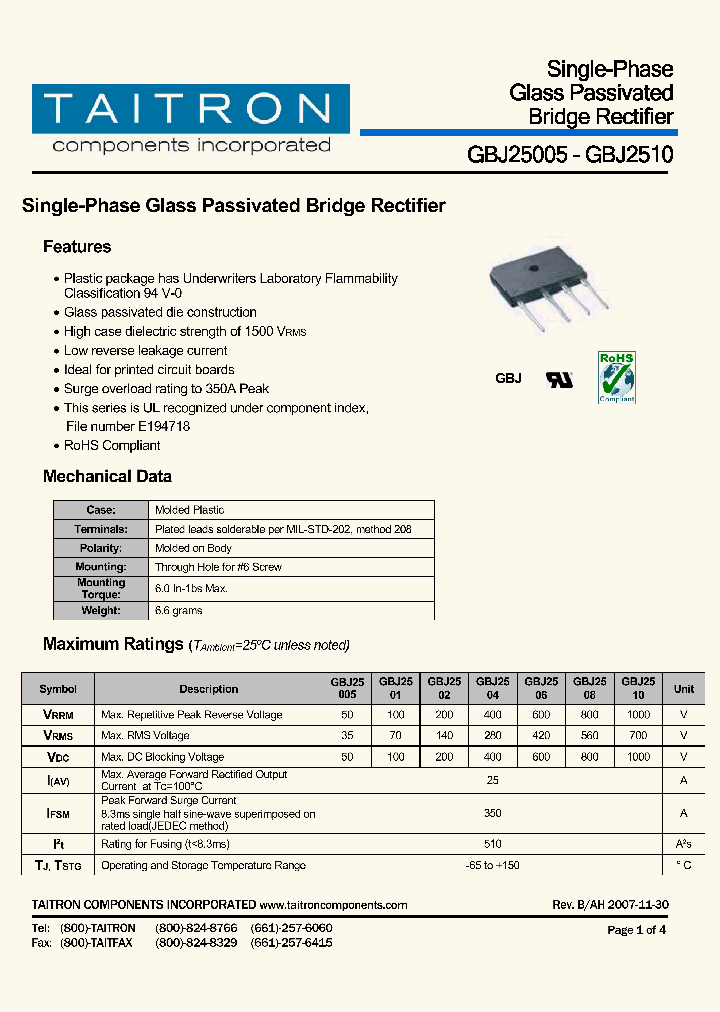 GBJ2508_4512400.PDF Datasheet