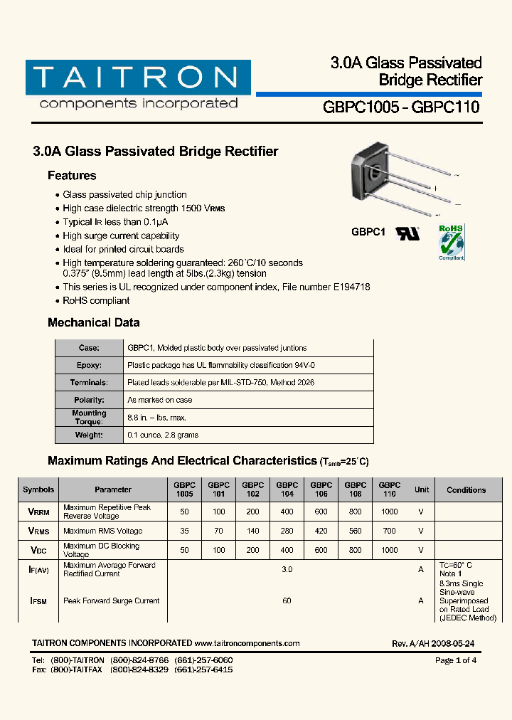 GBPC110_4244017.PDF Datasheet