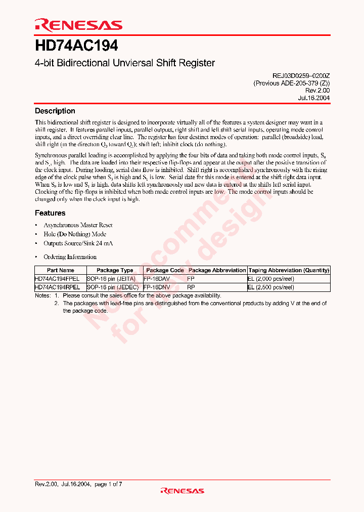 HD74AC194_4414016.PDF Datasheet