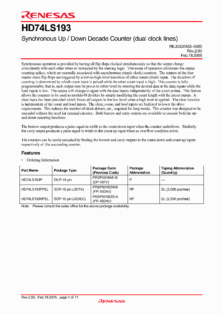 HD74LS193FPEL_4308202.PDF Datasheet