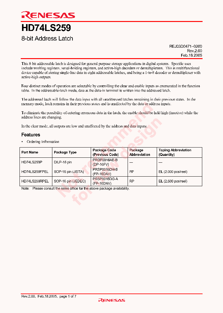 HD74LS259_4296364.PDF Datasheet
