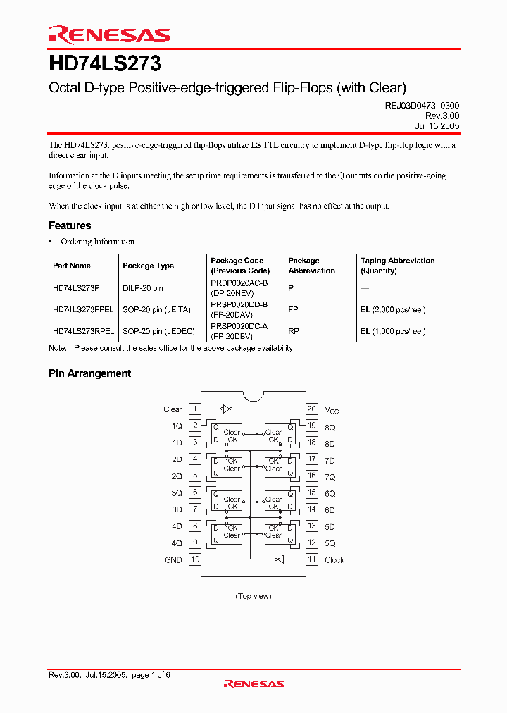 HD74LS273FPEL_4321425.PDF Datasheet