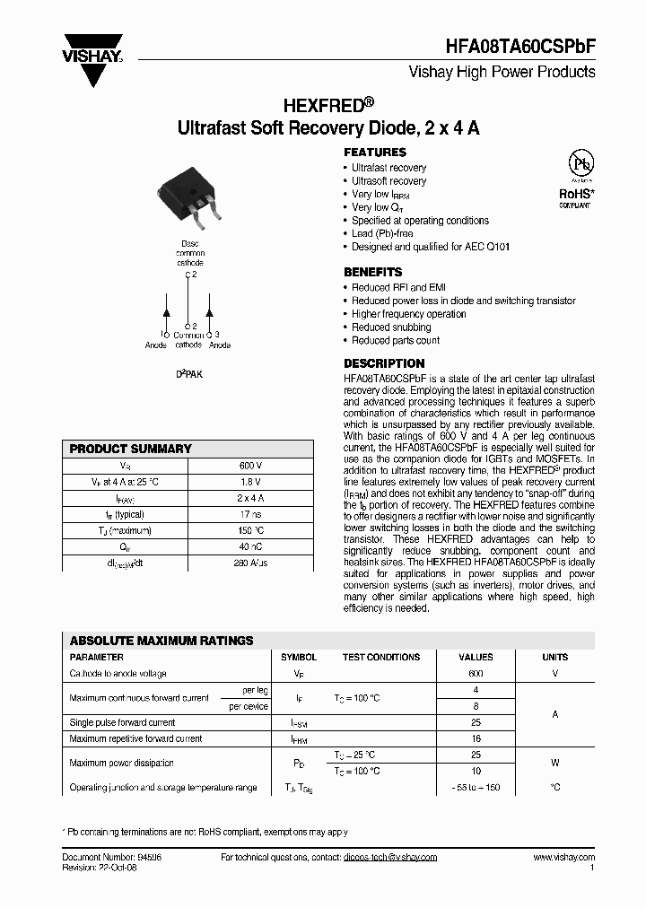 HFA08TA60CSPBF_4748165.PDF Datasheet