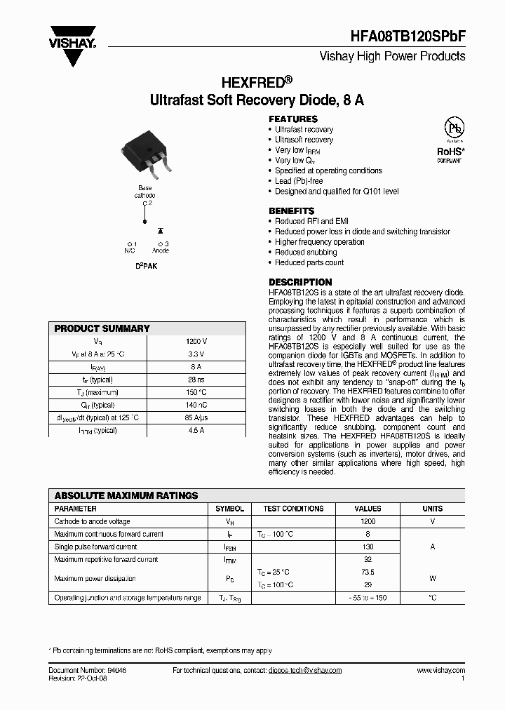 HFA08TB120SPBF_4793000.PDF Datasheet