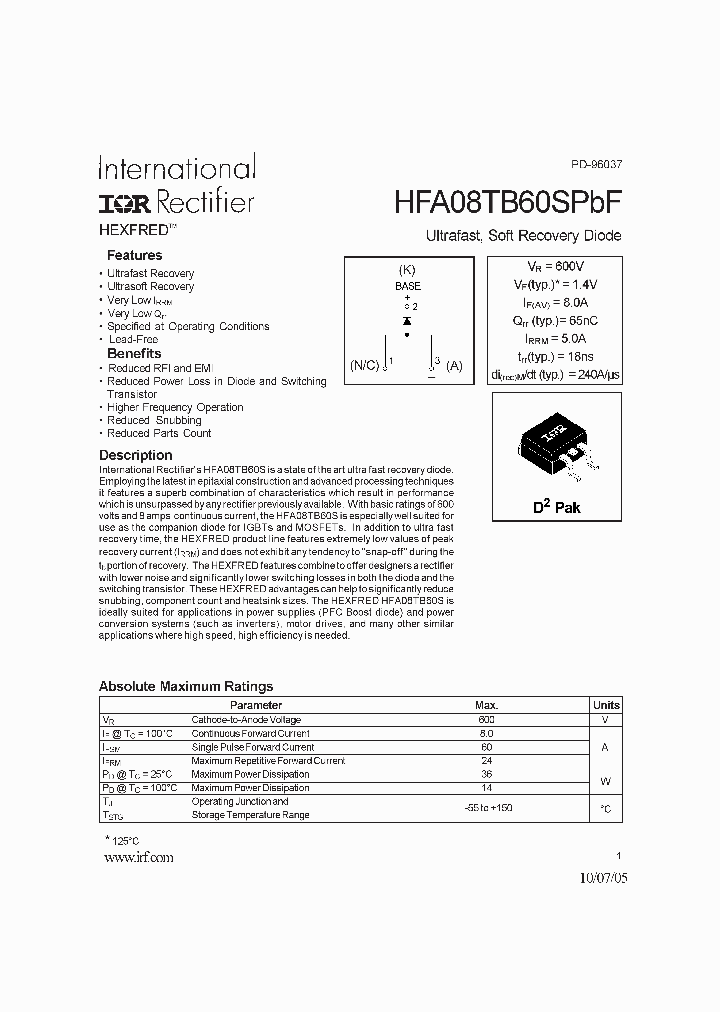 HFA08TB60SPBF_4172825.PDF Datasheet