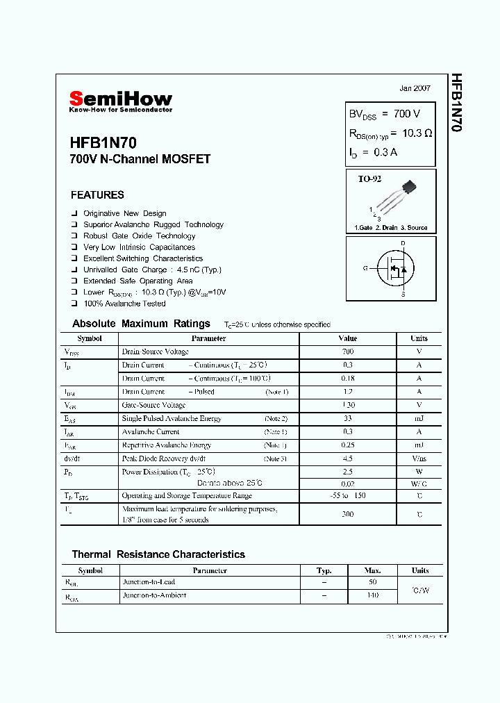 HFB1N70_4662218.PDF Datasheet