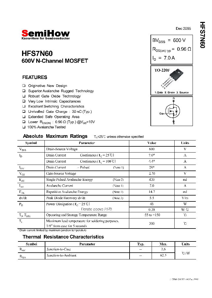 HFS7N60_4584730.PDF Datasheet