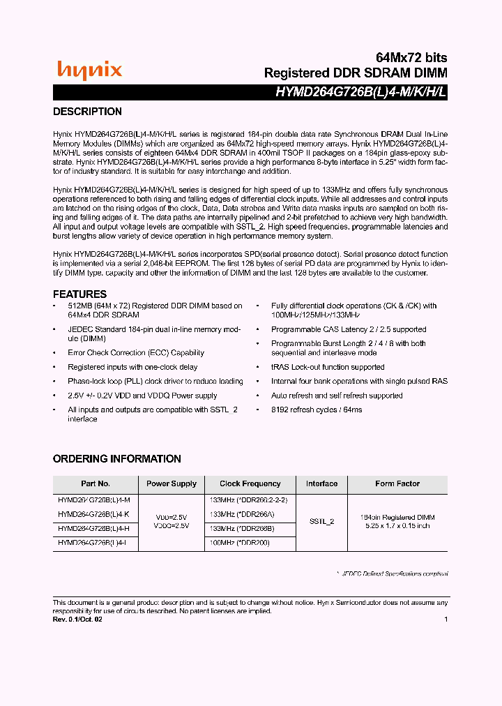 HYMD264G726BL4-H_4539523.PDF Datasheet