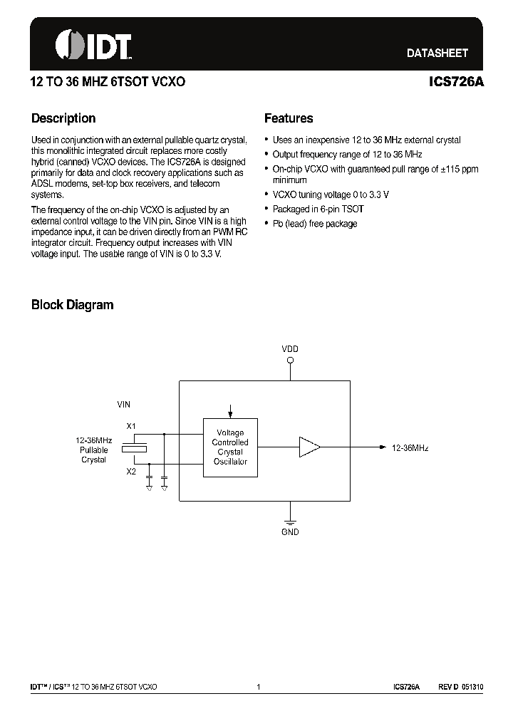 ICS726A10_4594792.PDF Datasheet
