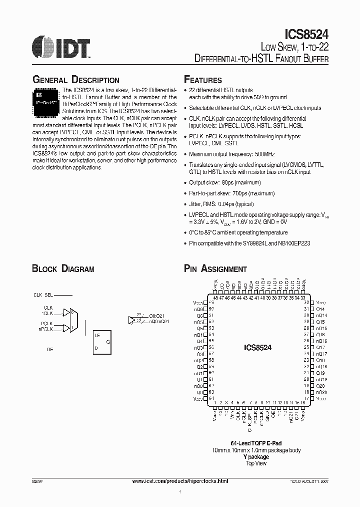 ICS8524AYLFT_4739456.PDF Datasheet