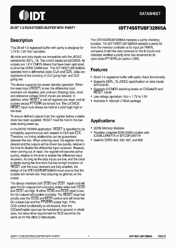 IDT74SSTUBF32865ABKG8_4182258.PDF Datasheet