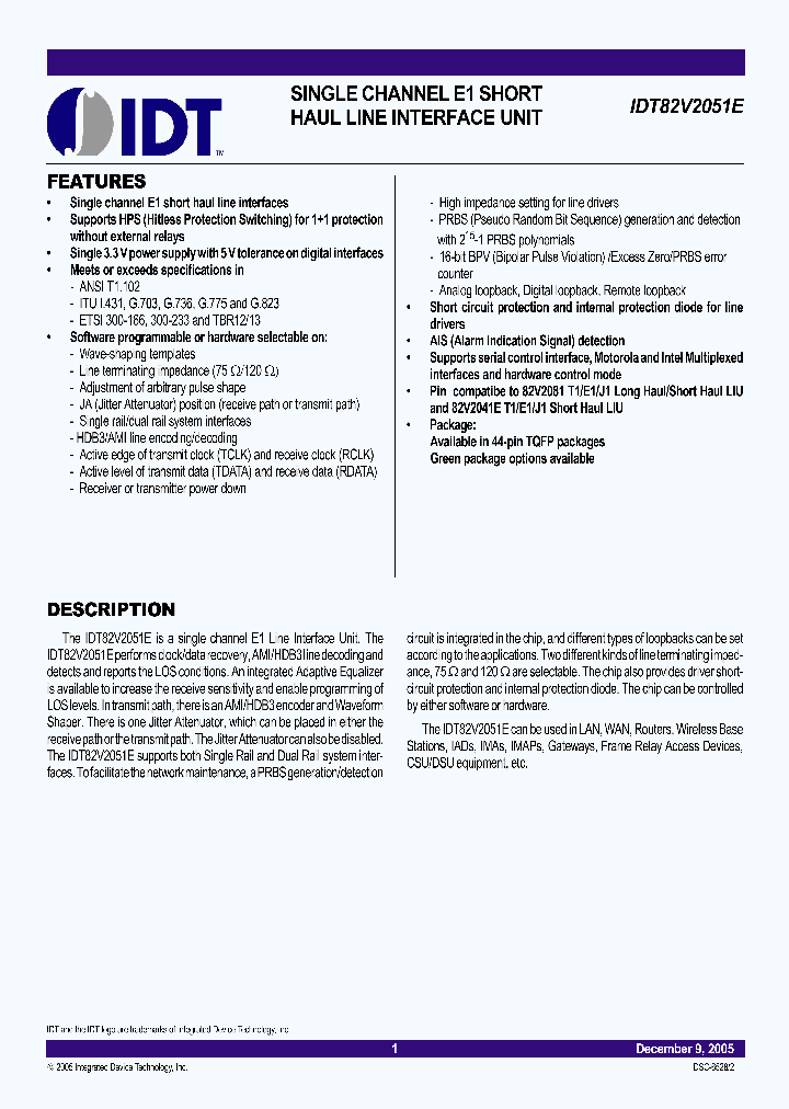 IDT82V2051EPPG_4240514.PDF Datasheet
