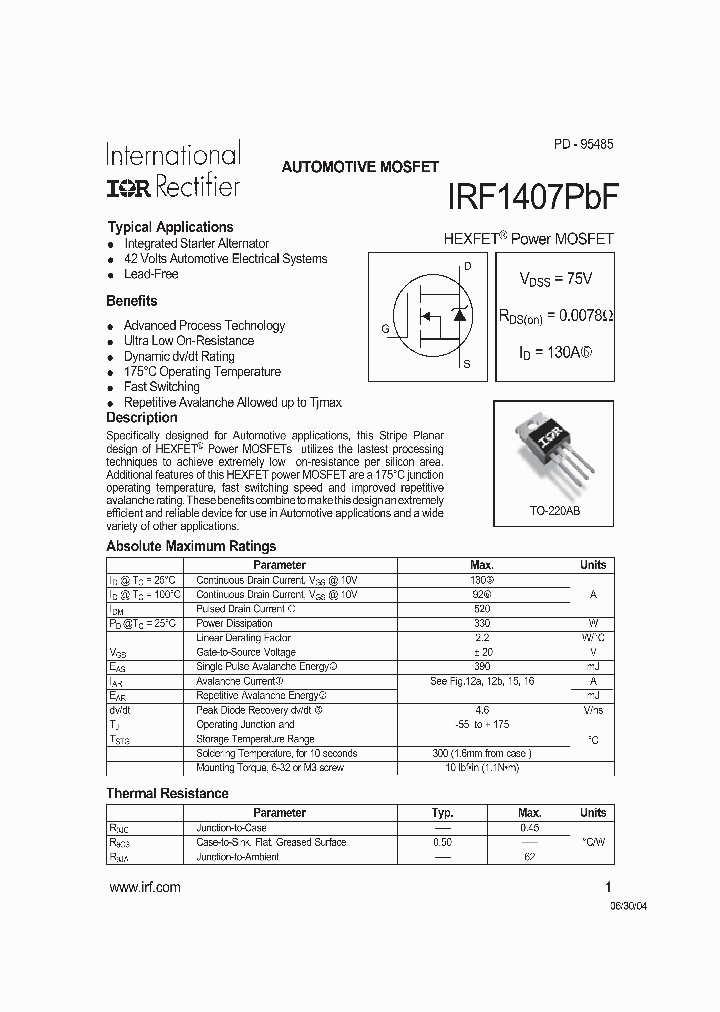 IRF1407PBF_4347822.PDF Datasheet