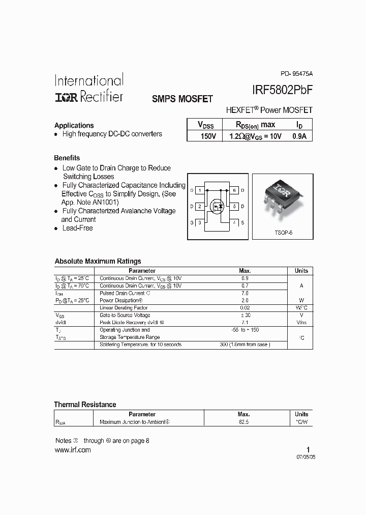 IRF5802PBF_4577623.PDF Datasheet