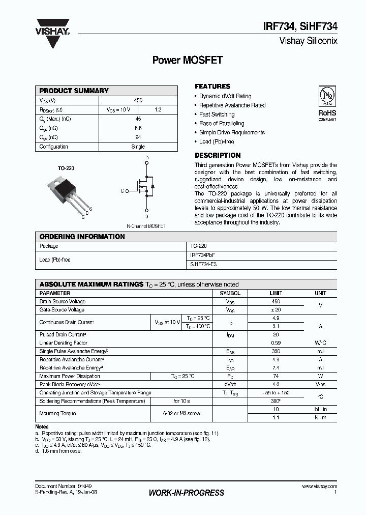IRF734_4256116.PDF Datasheet