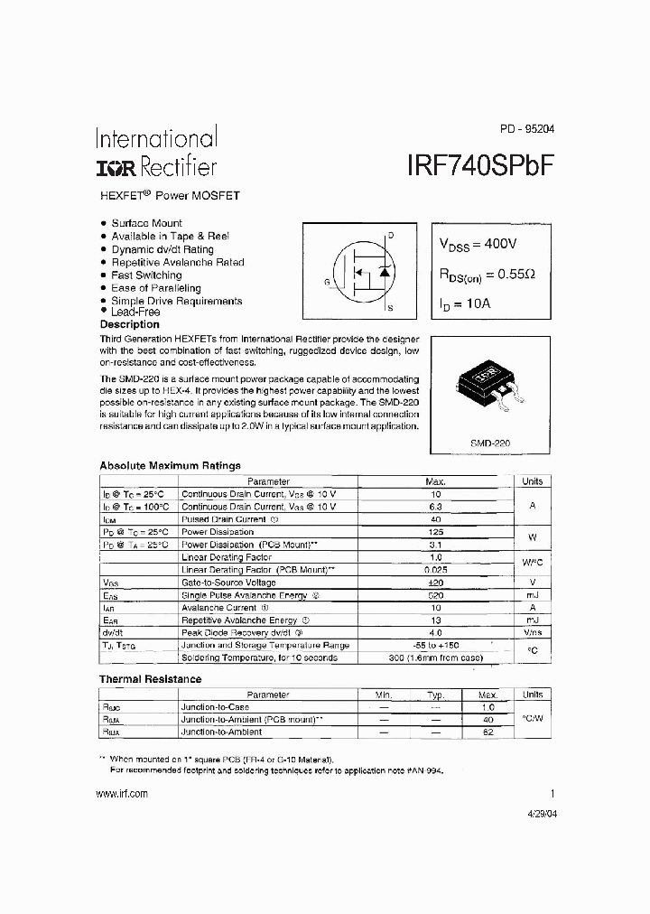 IRF740SPBF_4213608.PDF Datasheet