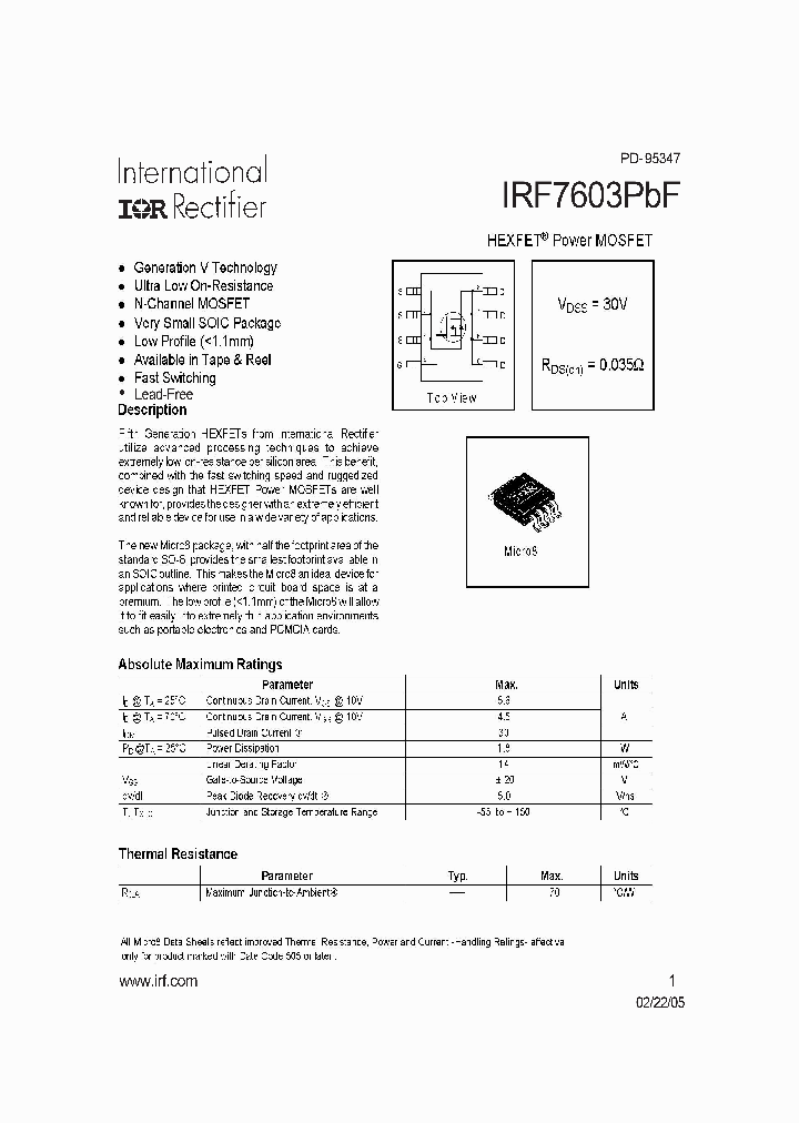 IRF7603PBF_4353139.PDF Datasheet