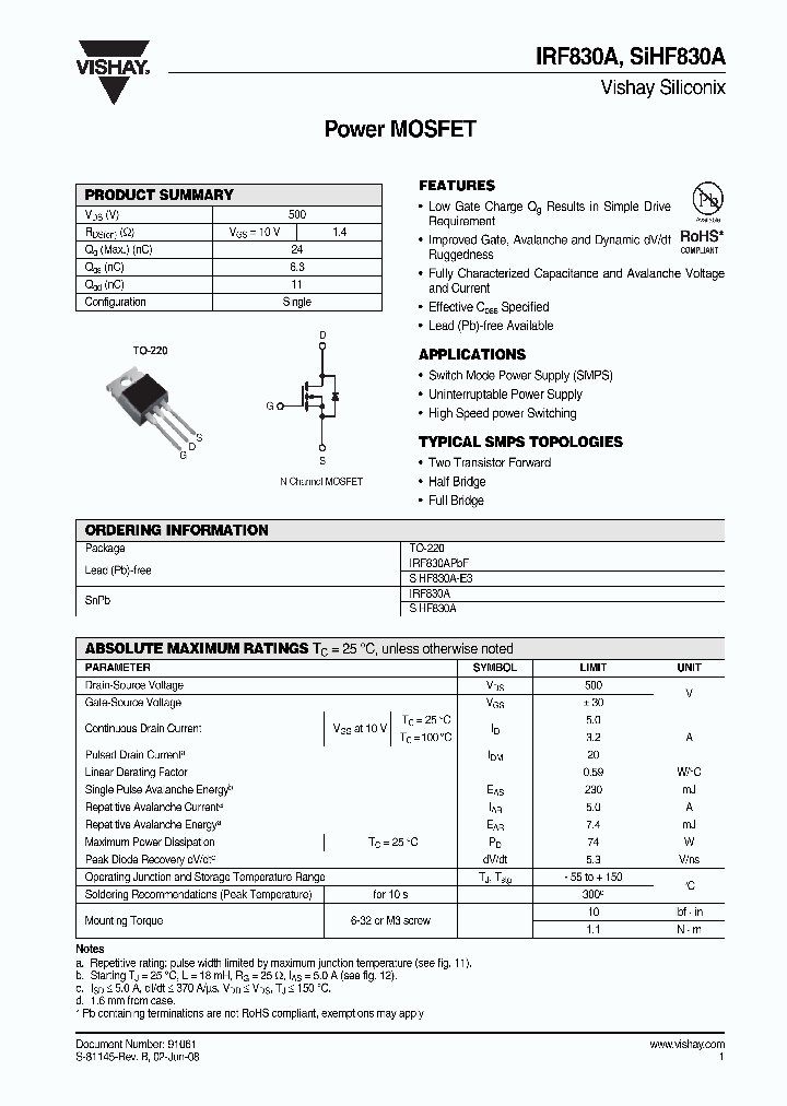 IRF830A_4247436.PDF Datasheet
