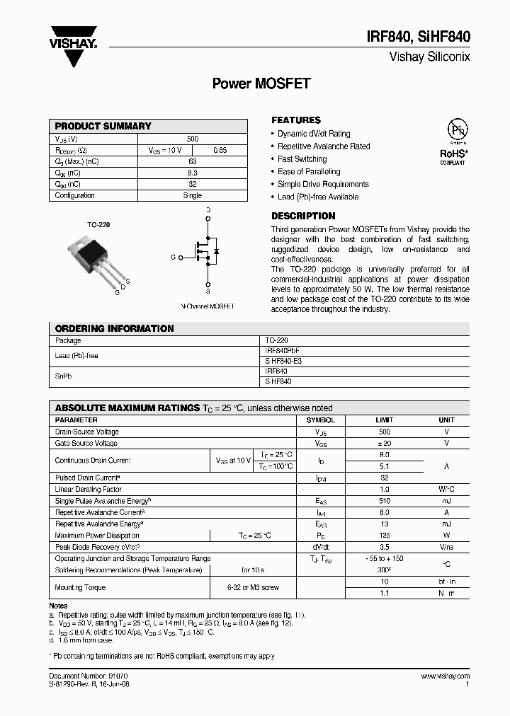 IRF840_4273161.PDF Datasheet