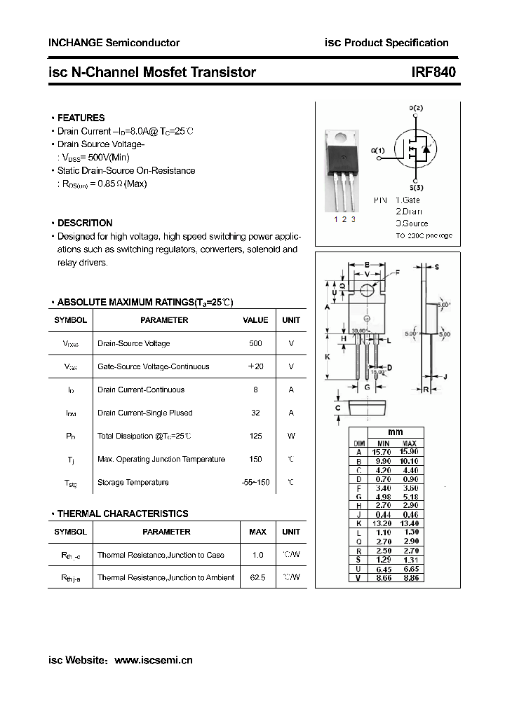 IRF840_4327994.PDF Datasheet