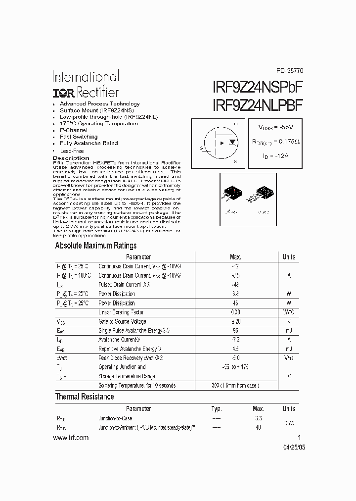 IRF9Z24NLPBF_4202942.PDF Datasheet