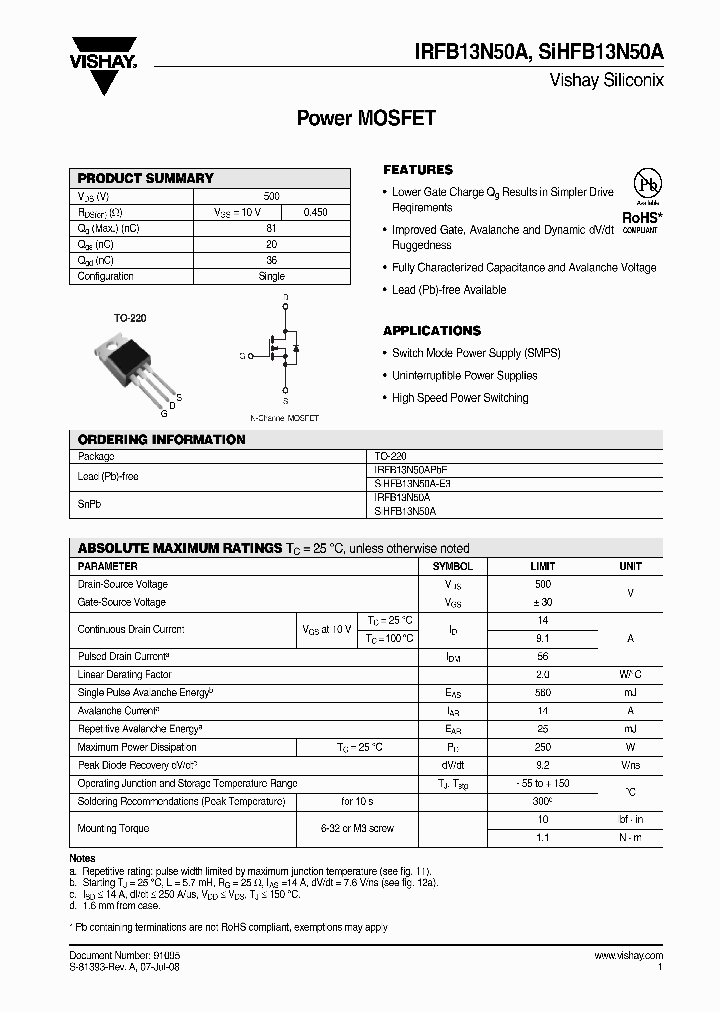 IRFB13N50A_4287634.PDF Datasheet
