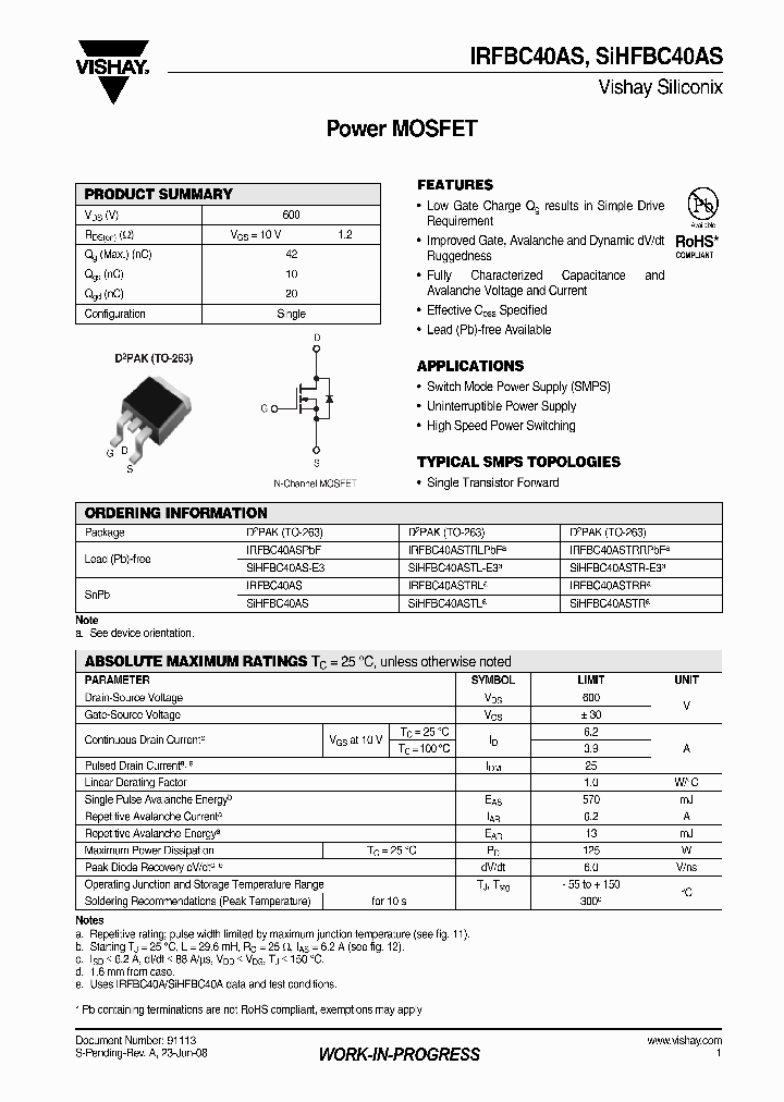 IRFBC40AS_4263087.PDF Datasheet