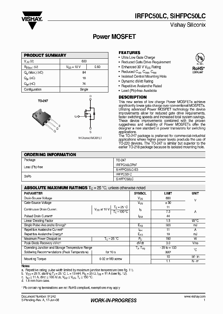 IRFPC50LC_4277734.PDF Datasheet