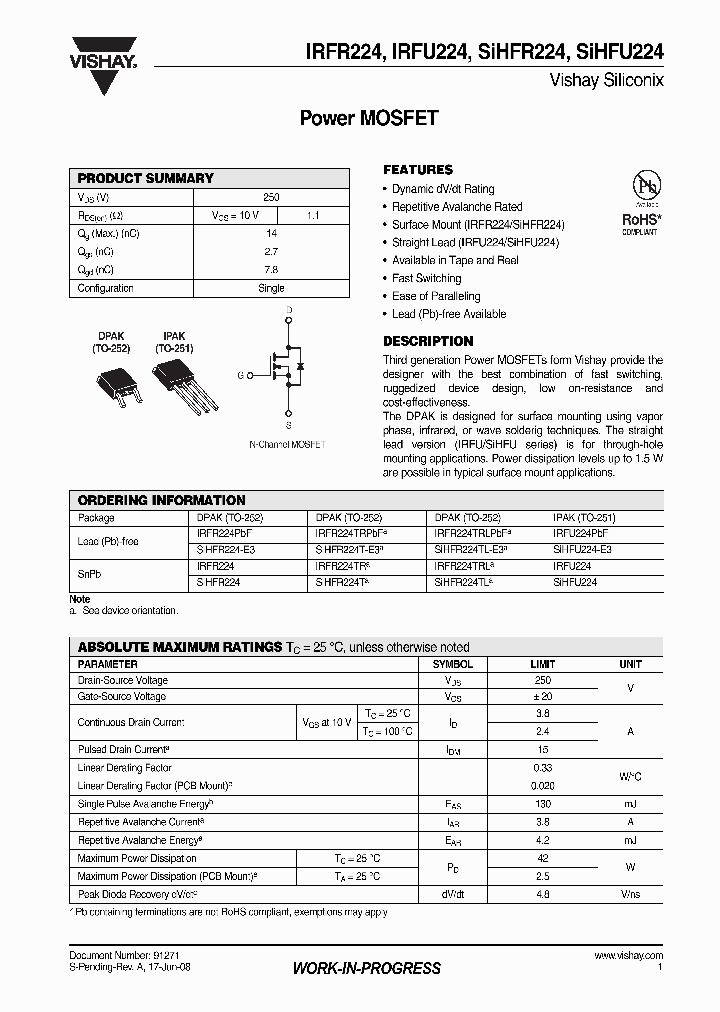 IRFR224PBF_4263256.PDF Datasheet