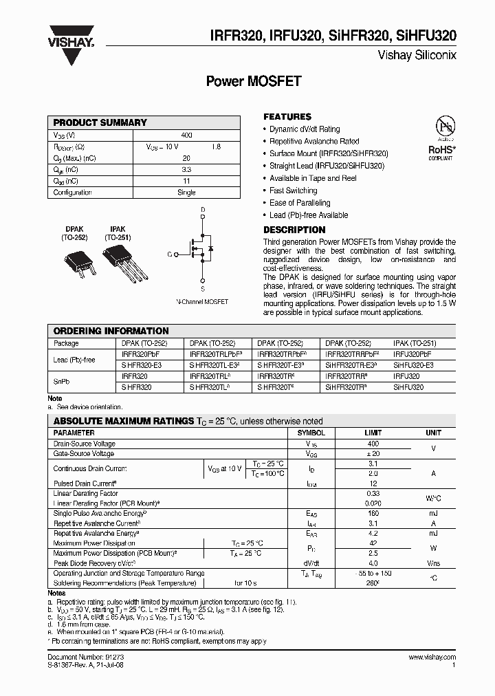 IRFR320_4317382.PDF Datasheet