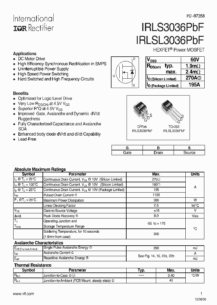 IRLS3036PBF_4535514.PDF Datasheet