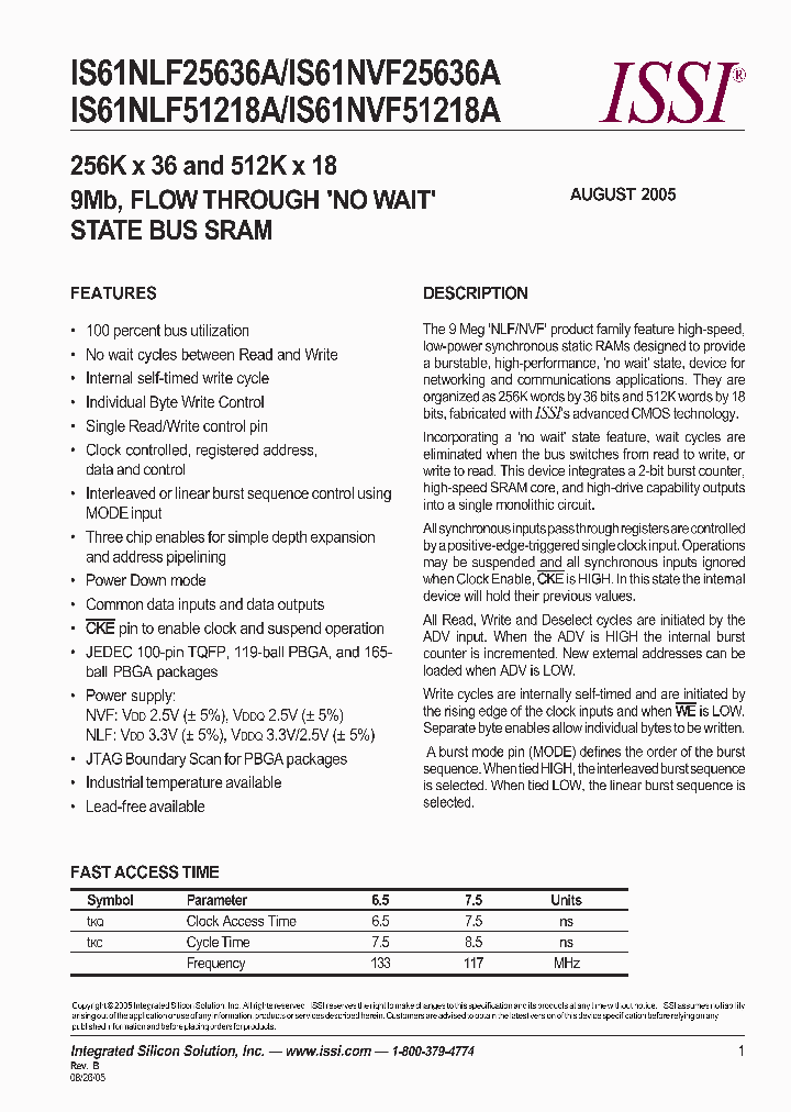 IS61NVF25636A-75TQ_4521838.PDF Datasheet