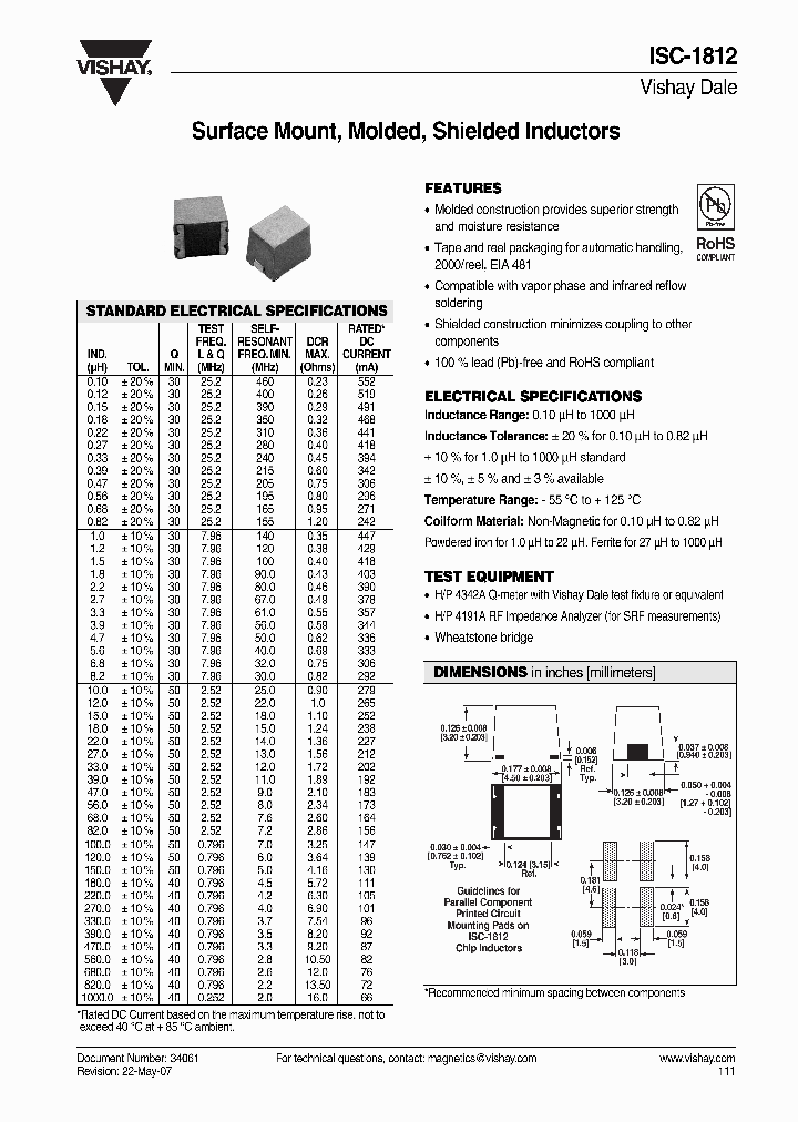 ISC1812ER100K_4256125.PDF Datasheet