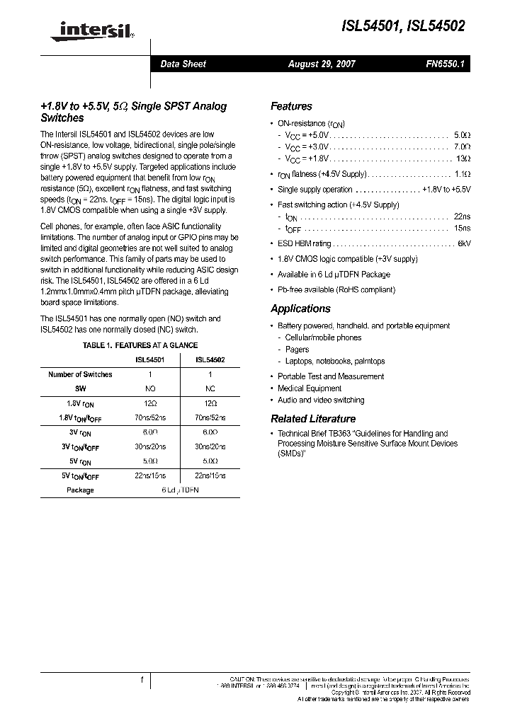 ISL54501_4207489.PDF Datasheet