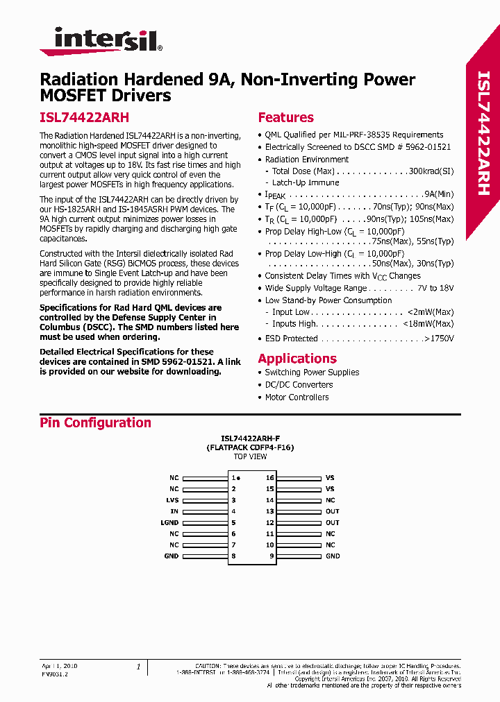 ISL74422ARH_4867101.PDF Datasheet